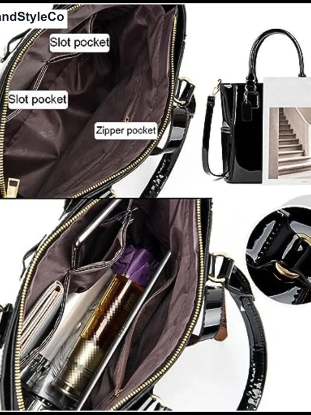 Women's 3-Piece Faux Leather Handbag Set Tote Crossbody Card Holder
